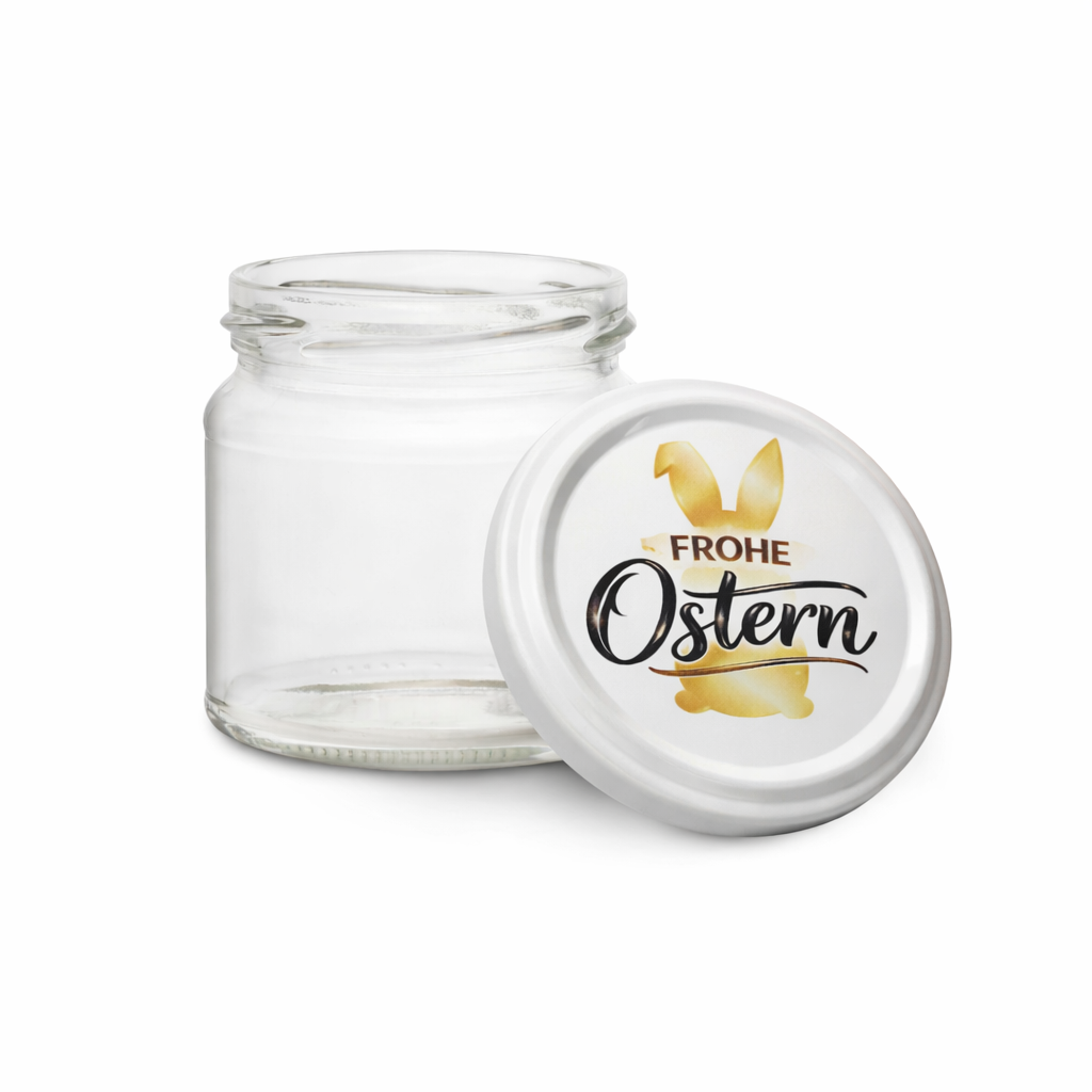 🐰 Einmachgläser 210 ml mit Ostermotiv – UV-bedruckter Deckel „Goldener Hase“ für besondere Osterideen