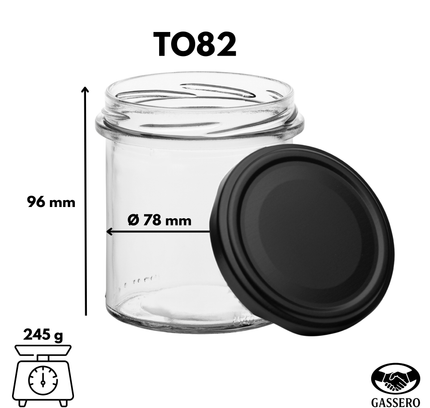 48er-Set Sturzgläser 350 ml mit TO82 Deckel & Beschriftungsetiketten