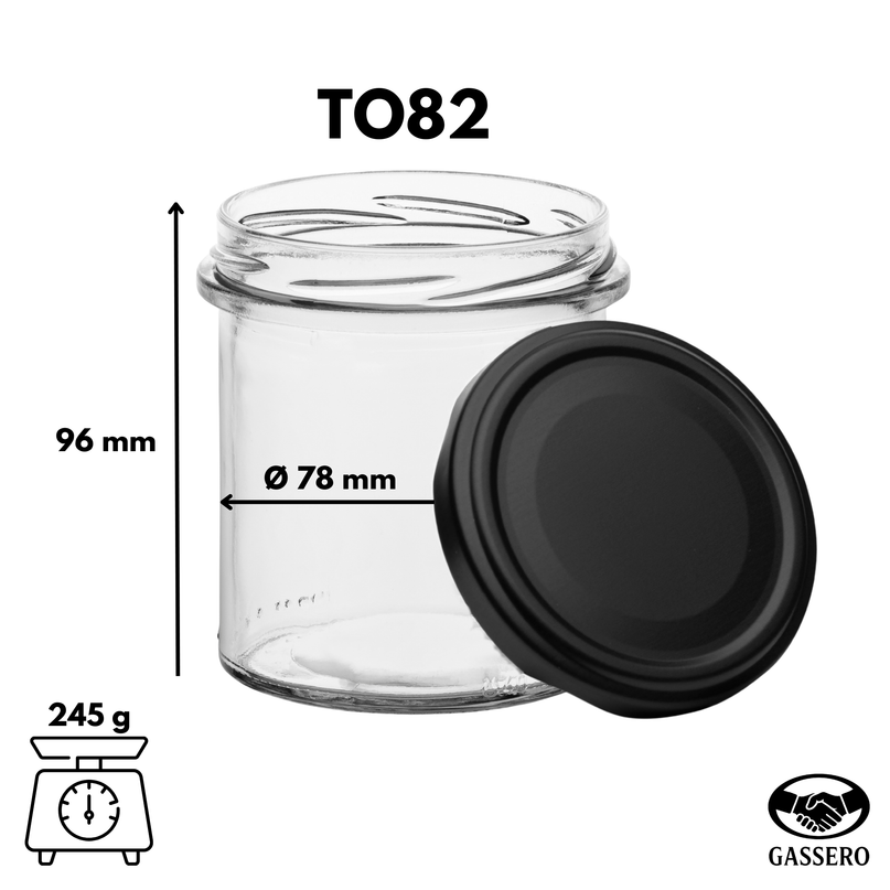 48er-Set Sturzgläser 350 ml mit TO82 Deckel & Beschriftungsetiketten