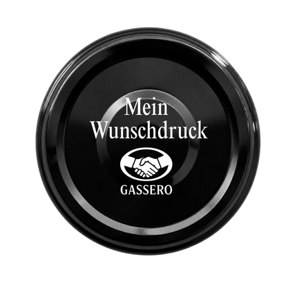 Schraubdeckel TO48 schwarz mit Vakuumindikator individuell bedrucken lassen