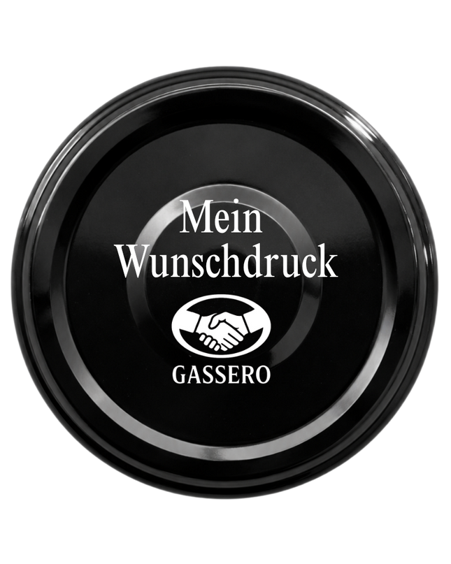 Schraubdeckel TO48 schwarz mit Vakuumindikator individuell bedrucken lassen