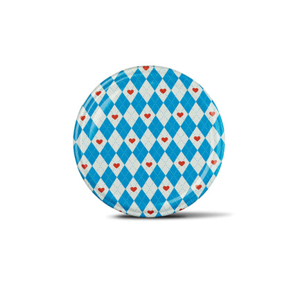 40 Stück Schraubdeckel TO82 blau kariert mit Herz