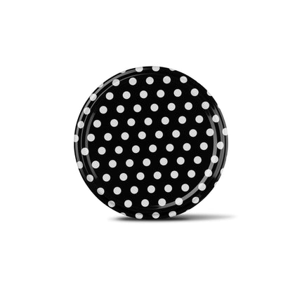 25 Stück Schraubdeckel TO66 schwarz mit weißen Punkten