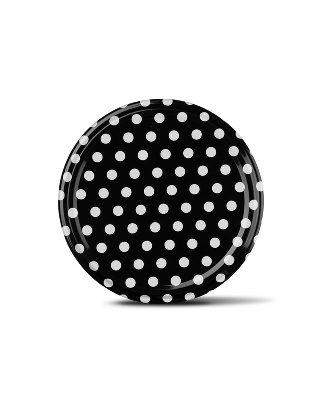 40 Stück Schraubdeckel TO82 schwarz mit weißen Punkten