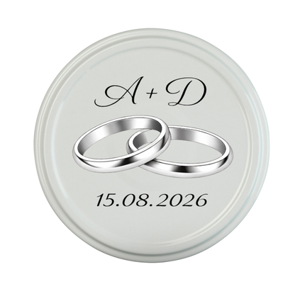 Personalisierte Hochzeits-Gastgeschenke – 40 ml Glas mit individuell bedrucktem Deckel
