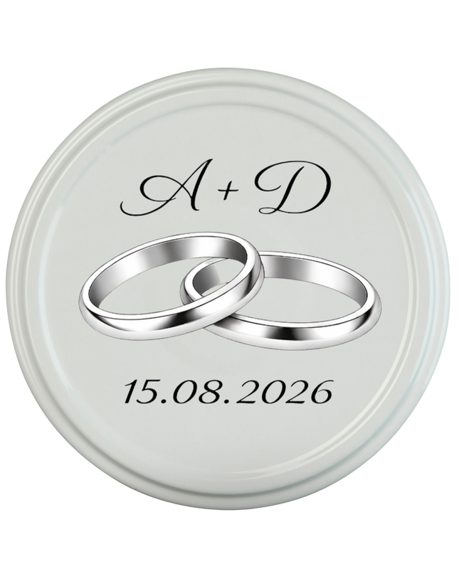 Personalisierte Hochzeits-Gastgeschenke – 40 ml Glas mit individuell bedrucktem Deckel