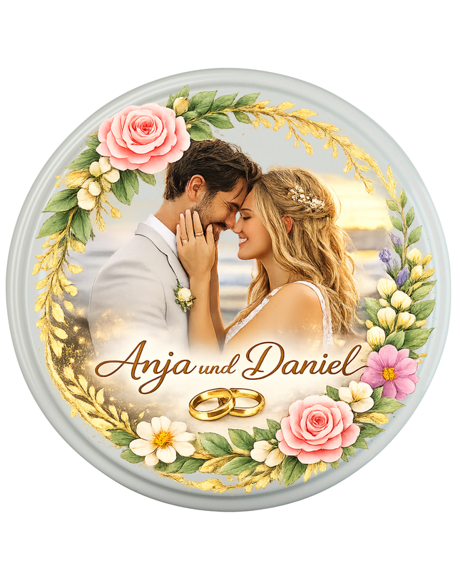 Personalisierte Hochzeits-Gastgeschenke – 40 ml Glas mit individuell bedrucktem Deckel
