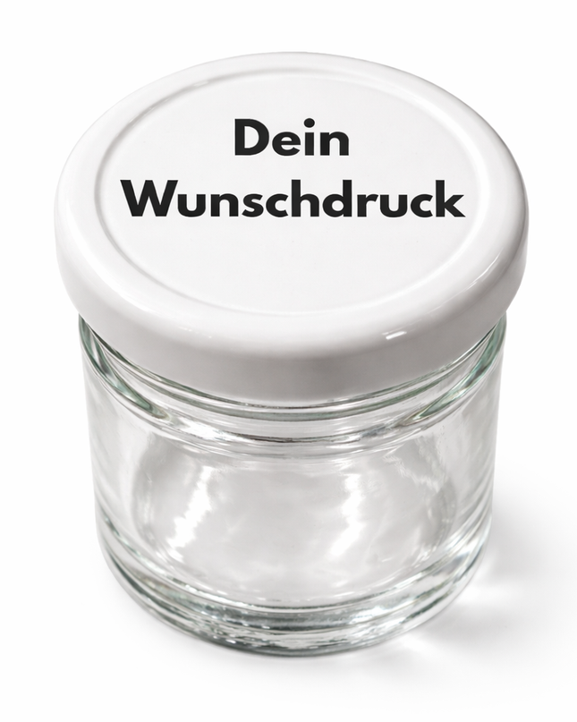 Personalisierte Hochzeits-Gastgeschenke – 40 ml Glas mit individuell bedrucktem Deckel