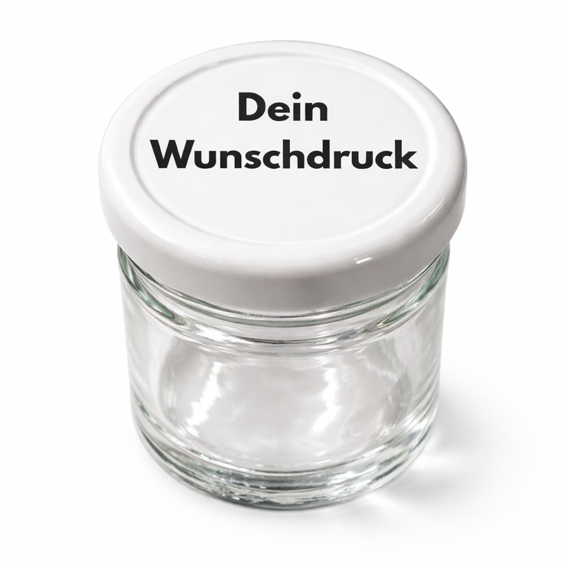 Personalisierte Gastgeschenke zur Hochzeit – 40 ml Glas mit bedrucktem Deckel