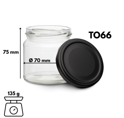 6 Stück 210ml Einmachgläser mit schwarzmatten Deckel