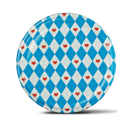 Schraubdeckel TO82 blau kariert mit Herz