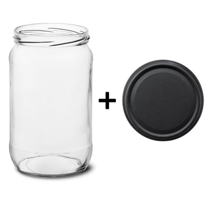 72 Schraubgläser 720 ml mit schwarzmatten TO82 Deckeln