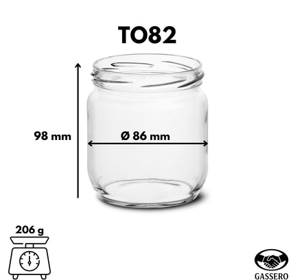 Schraubglas 425 ml TO82 mit Abmessungen und Gewicht