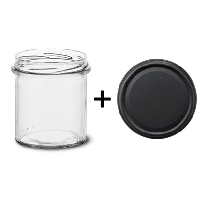 48 Sturzgläser 350 ml mit schwarzmatten TO82 Deckeln