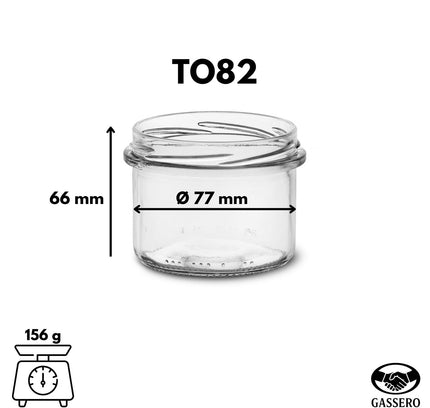 Sturzglas 235 ml TO82 mit Abmessungen und Gewicht