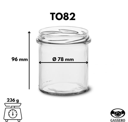 Sturzglas 350 ml TO82 mit Abmessungen und Gewicht